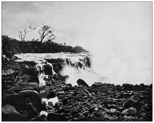 istock Hawaii, antique photo: Lava flows of Mauna Loa 1643972876