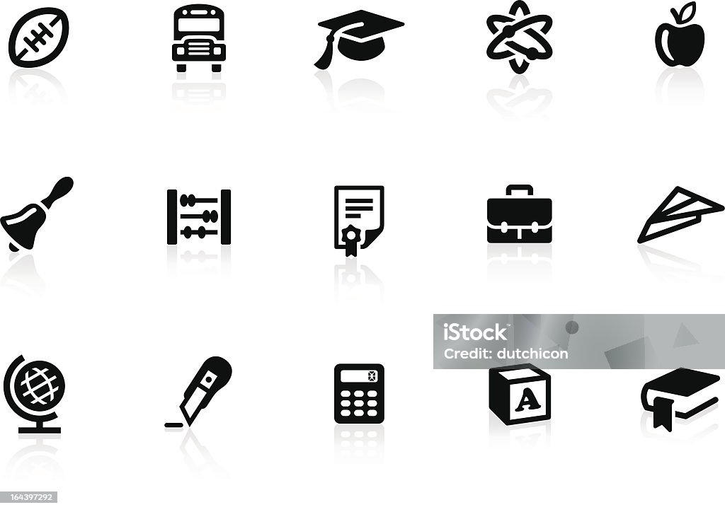 School icons 3 "Monochromatic school or education related vector icons for your design or application. Raw style. Files included: vector EPS, JPG, PNG." Icon Symbol stock vector