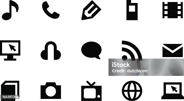 Kommunikationsymbole Stock Vektor Art und mehr Bilder von Am Telefon - Am Telefon, Bleistift, Briefumschlag