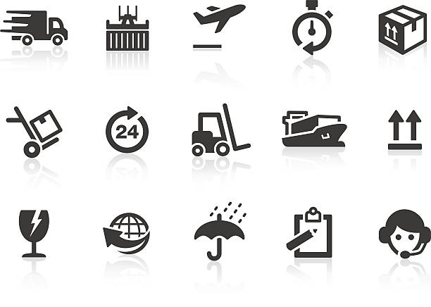 logistics and shipping icons - nakliye dağıtımı stock illustrations