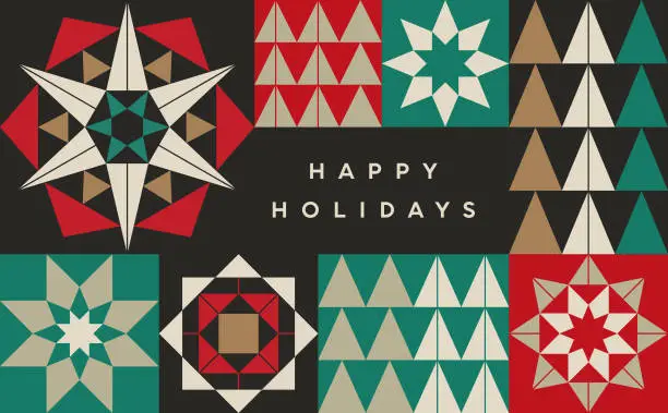 Vector illustration of Geometric Holiday Christmas Card