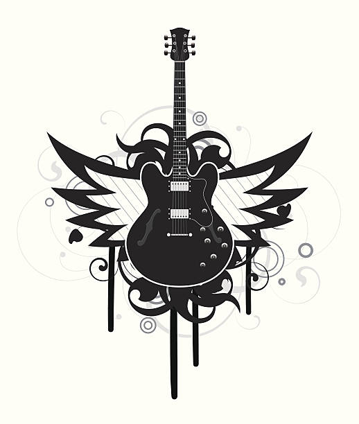 Abstract with guitar vector art illustration