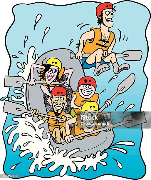 Ilustración de Rafting En Aguas Bravas y más Vectores Libres de Derechos de Accesorio de cabeza - Accesorio de cabeza, Agua, Alegre