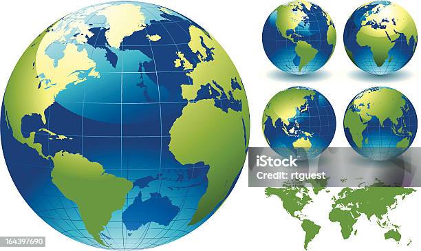 World Globe Map Of The Earth Stock Illustration - Download Image Now - Globe - Navigational Equipment, Planet - Space, Planet Earth