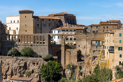 Pitigliano - the picturesque medieval town founded in Etruscan time on the tuff hill in Tuscany, Italy.