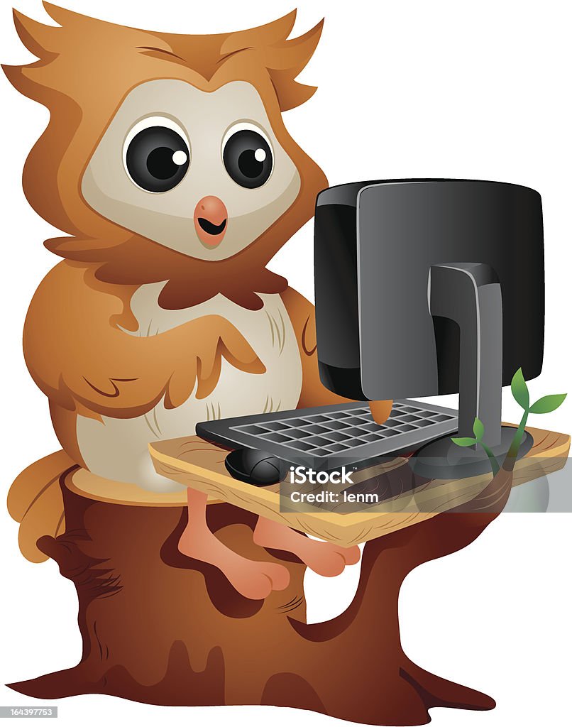 Owl Computer Computer Owl Stock Illustration - Download Image Now - Animal, Bird ...