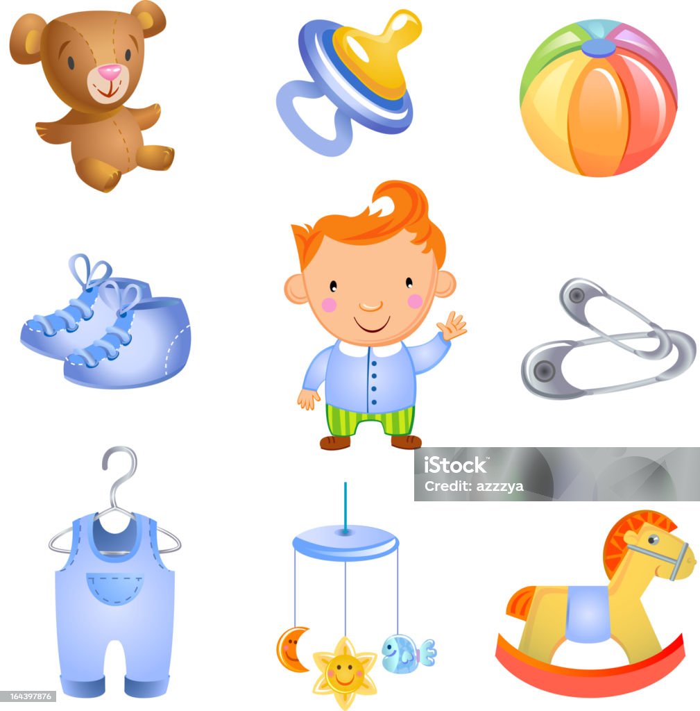 Nine Cartoons Of A Baby Boy And Accessories Stock Illustration - Download  Image Now - Animal, Baby - Human Age, Baby Bib - iStock