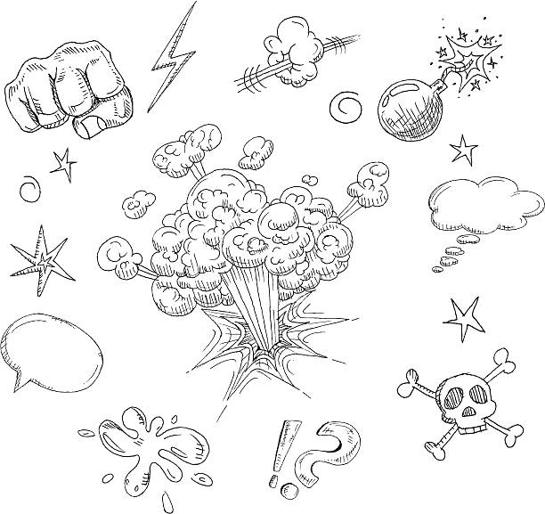 comic elementen - mushroom cloud stock-grafiken, -clipart, -cartoons und -symbole