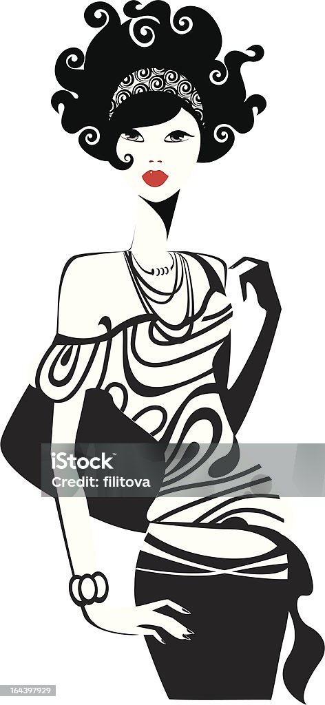 black and white portrait of female black and white vector illustration of a girls The Human Body stock vector