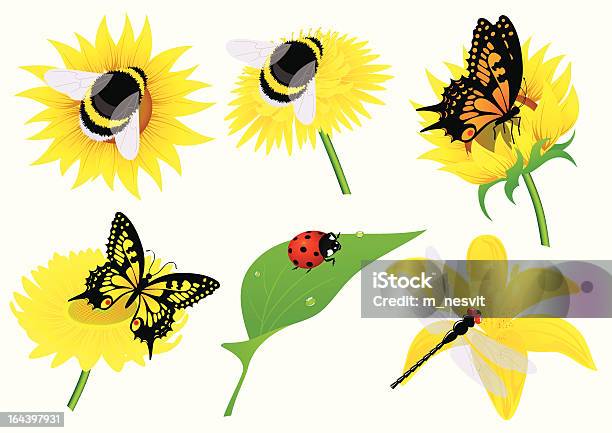 Insectes Vecteurs libres de droits et plus d'images vectorielles de Pollinisation - Pollinisation, Bouton de fleur, Abeille