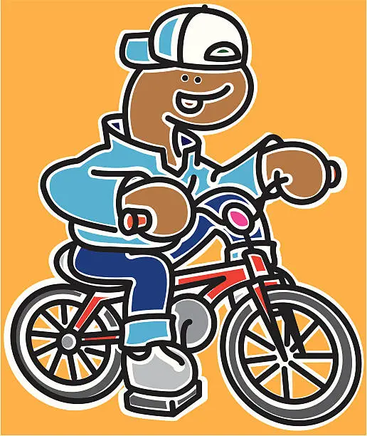 Vector illustration of Boy on red bicycle