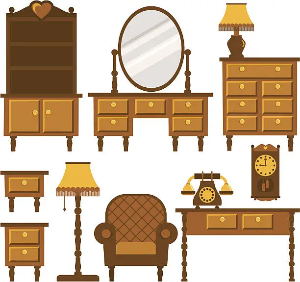 Vector illustration of old furniture
