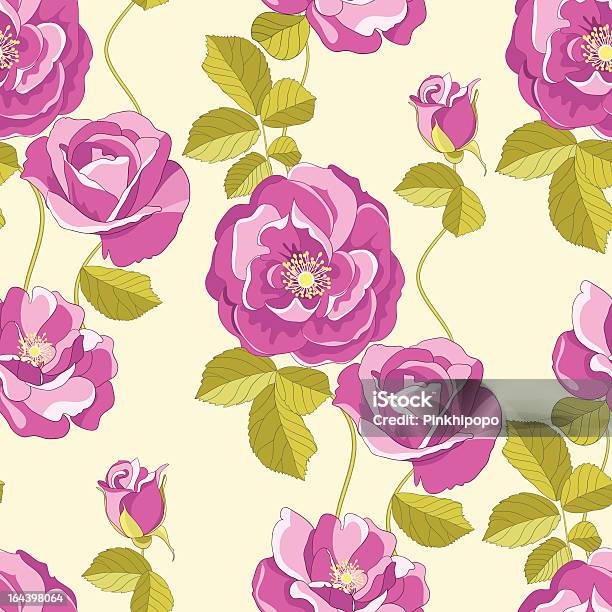 Roses Seamless Background Stock Illustration - Download Image Now - Art And Craft, Backgrounds, Beauty In Nature