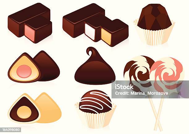 Kolekcja Bonbon - Stockowe grafiki wektorowe i więcej obrazów Brązowy - Brązowy, Ciasto, Cukierek