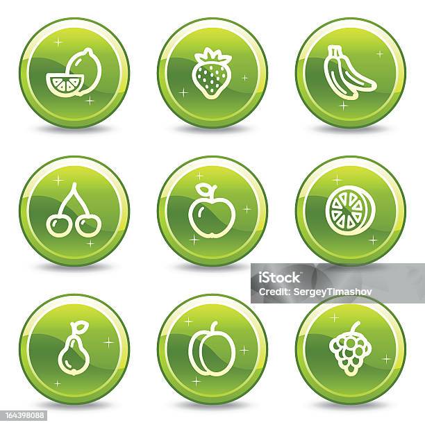 Obstsymbol Grün Glänzenden Circle Knöpfe Series Stock Vektor Art und mehr Bilder von Apfel - Apfel, Aprikose, Banane