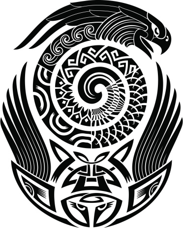 Snake-bird tattoo pattern