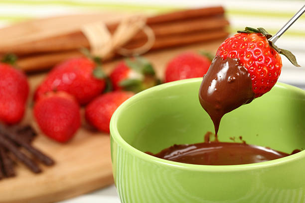 istock Strawberry dipped in chocolate fondue 164398324
