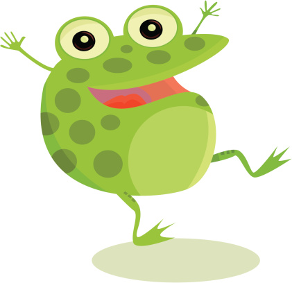 A vector illustration of a cartoon frog.