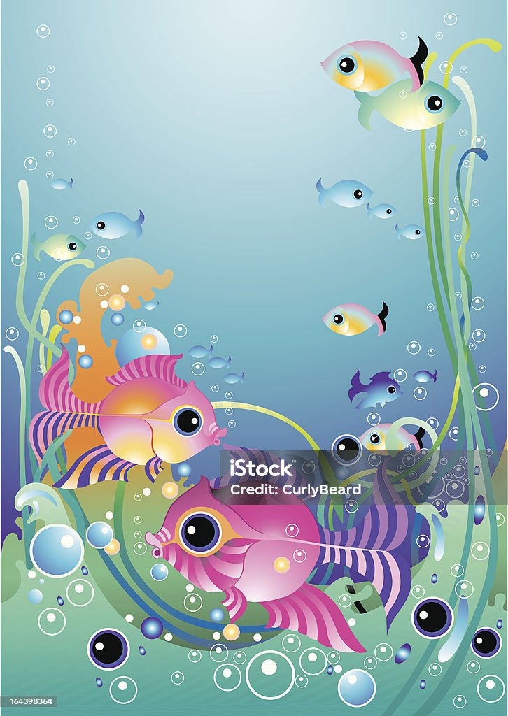 Little fish with stripes Illustration of little fish with stripes swimming in sea. Backgrounds stock vector