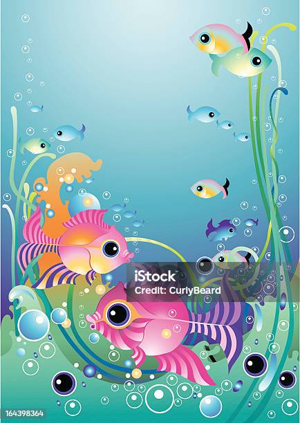 Little Fish With Stripes Stock Illustration - Download Image Now - Backgrounds, Childhood, Sea