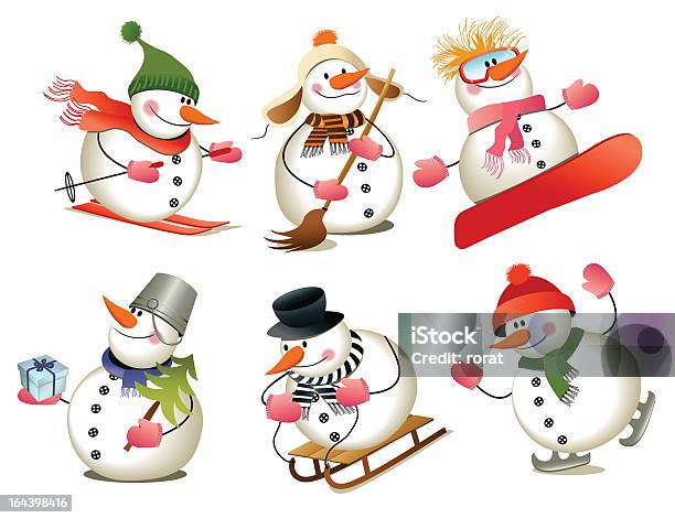Snowman Stock Illustration - Download Image Now - Snowman, Activity, Celebration Event
