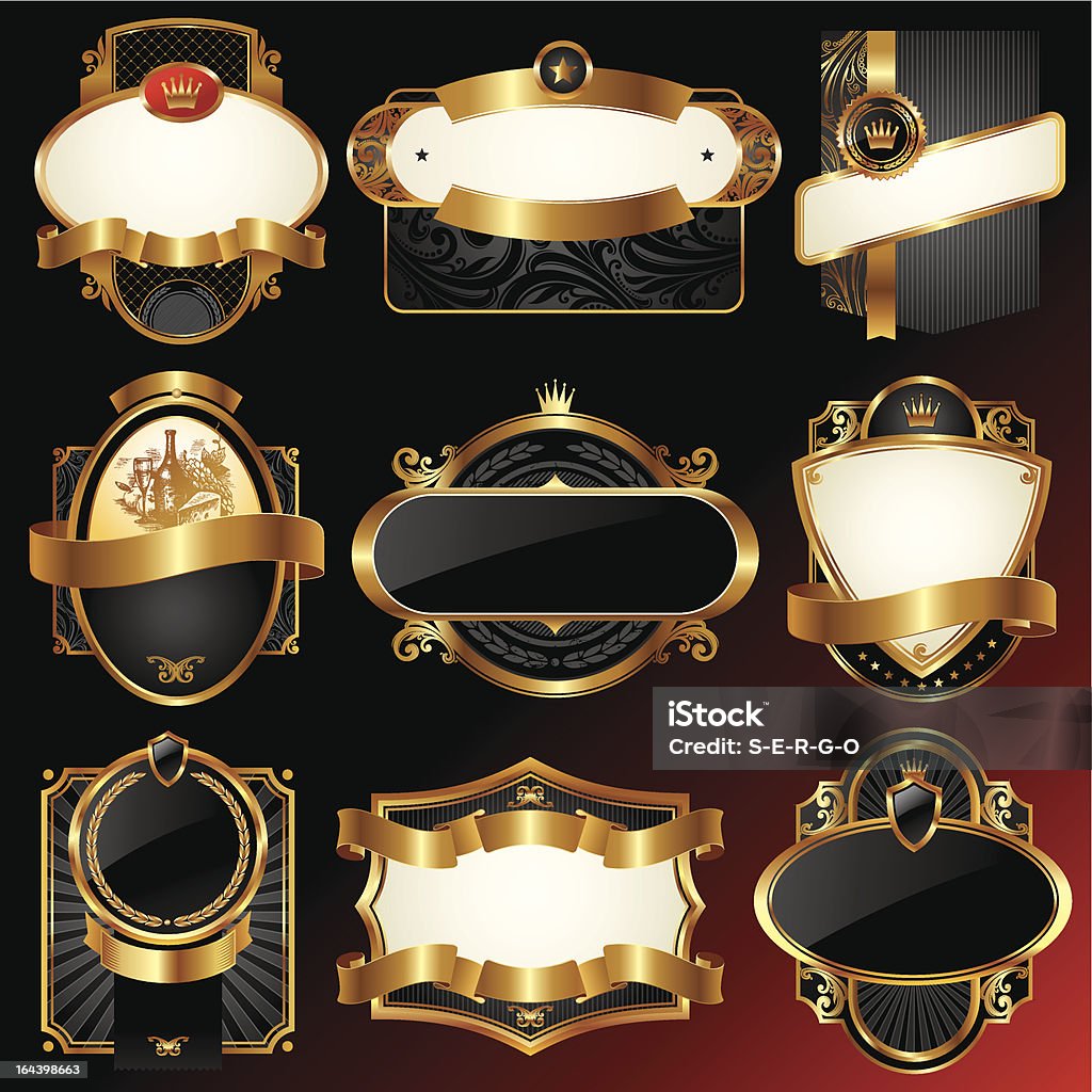 Cornici vettoriali dorato ornato decorativo - arte vettoriale royalty-free di Alchol