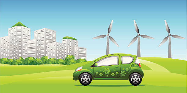 ilustraciones, imágenes clip art, dibujos animados e iconos de stock de eco verde de - green car