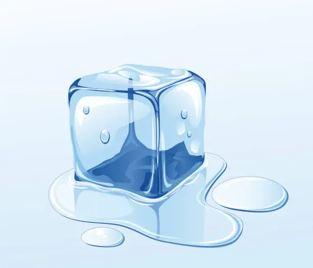 Vector illustration of Ice cube and water