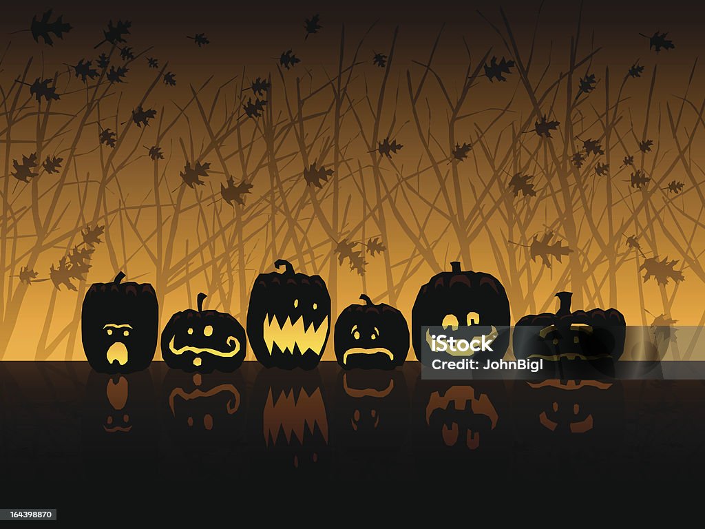 Cena de Halloween com jack-o-lanterns - Royalty-free Abóbora-Menina - Cucúrbita arte vetorial