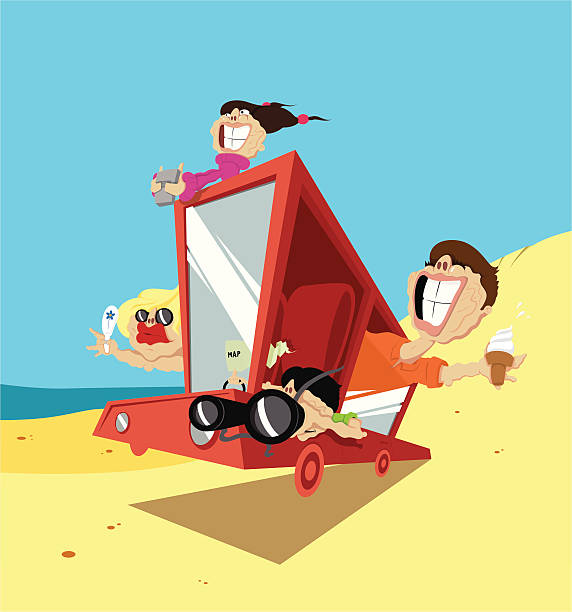 Family In Car vector art illustration