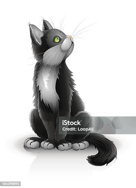 Bonita Preto Filhote De Gato - Arte vetorial de stock e mais imagens de Animal - Animal, Animal Doméstico, Animal de Estimação