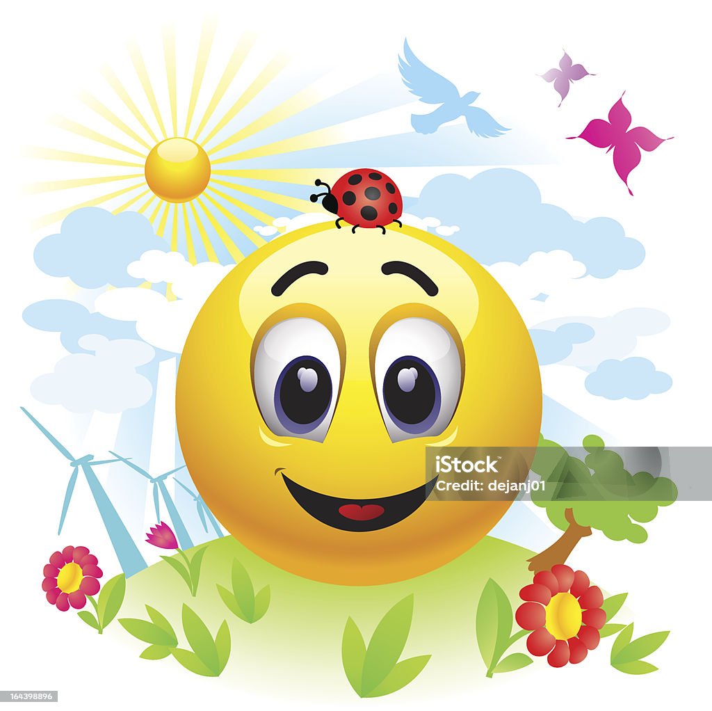 Smiley ball Smiley ball sending message about pollution Anthropomorphic Smiley Face stock vector