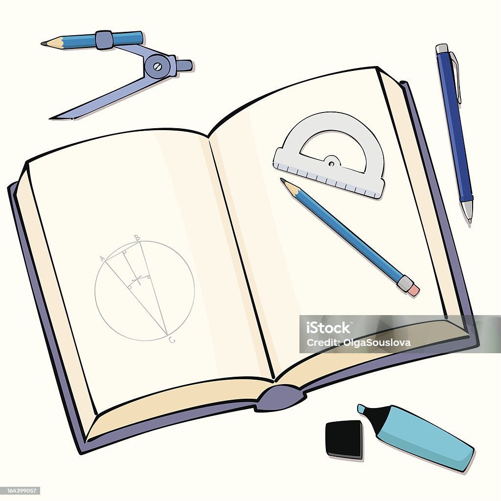 Maths Lesson Drawing Maths Lesson Essentials Stock Illustration - Download Image Now - Book ...