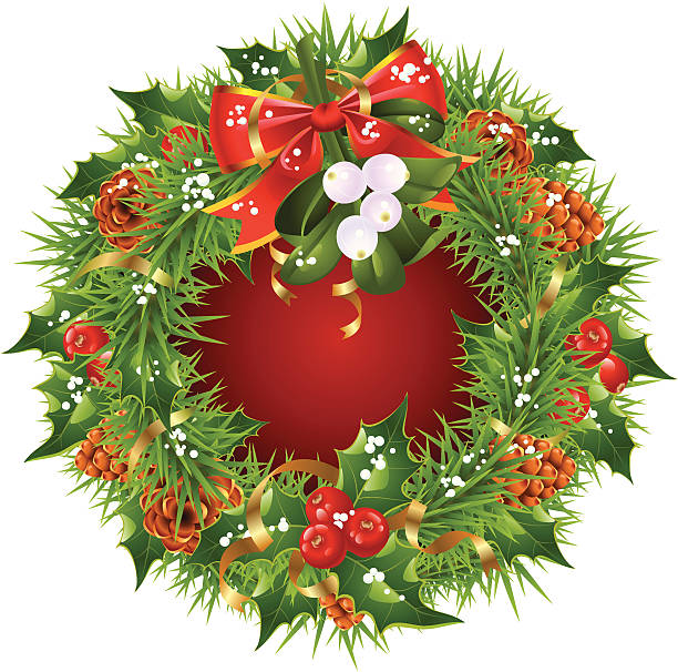 Christmas garland vector frame isolated on white background vector art illustration