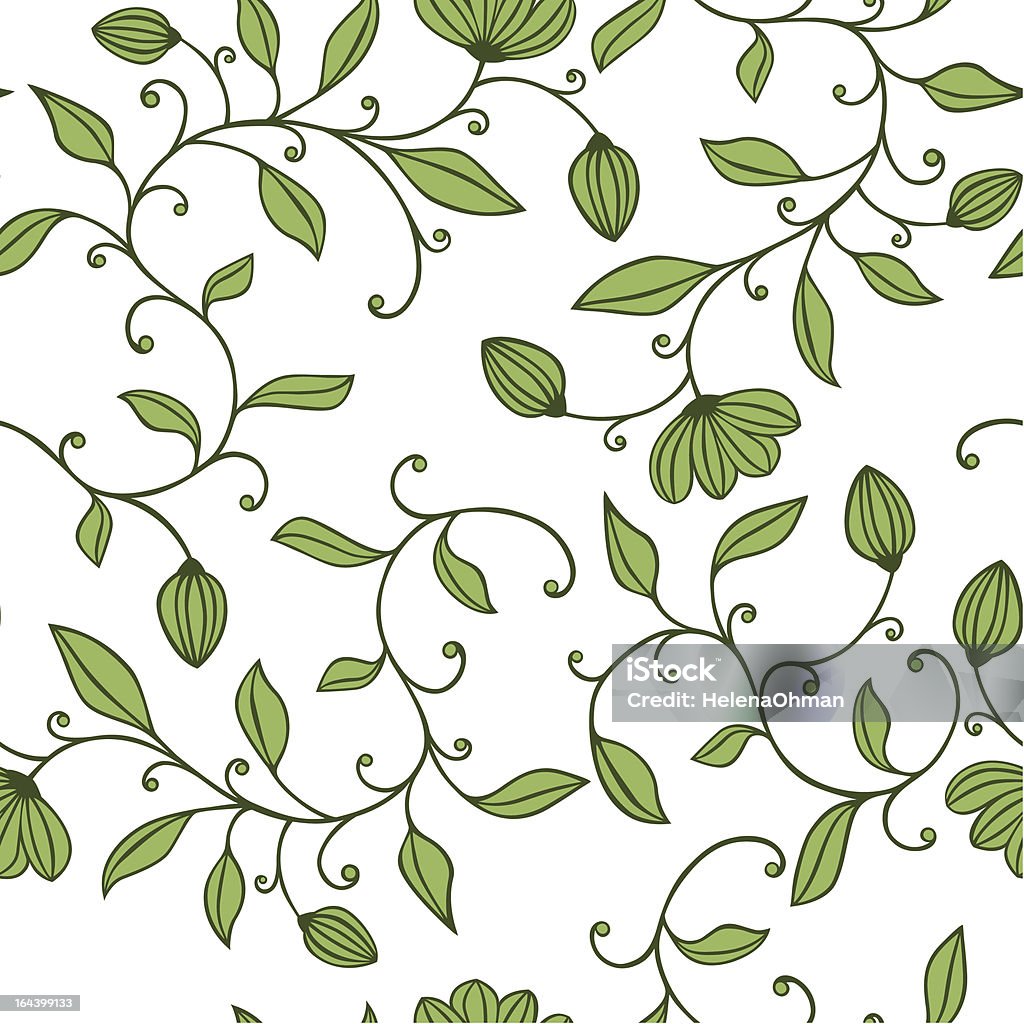 Senza soluzione di continuità Motivo floreale verde - arte vettoriale royalty-free di Arabesco - Motivo ornamentale