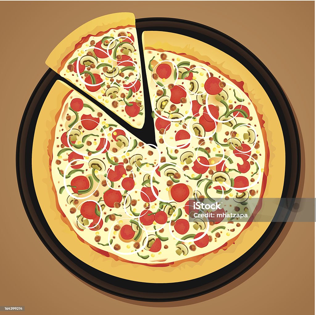 pizza na frigideira - Vetor de Alimentação Não-saudável royalty-free