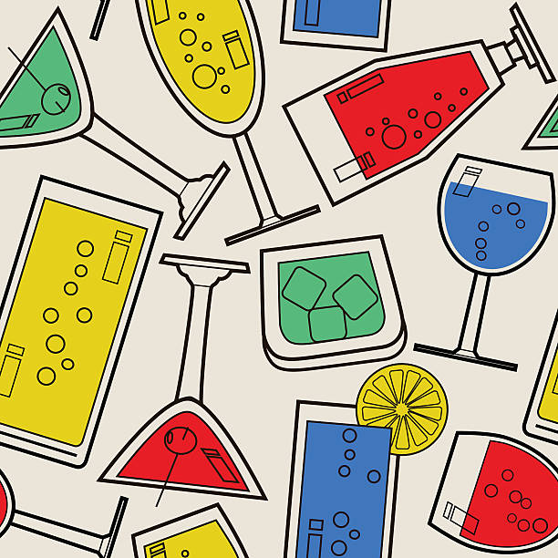 Cocktails pattern vector art illustration