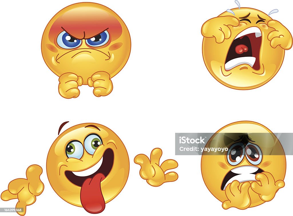 Emotions emoticons Set of smileys Anger stock vector