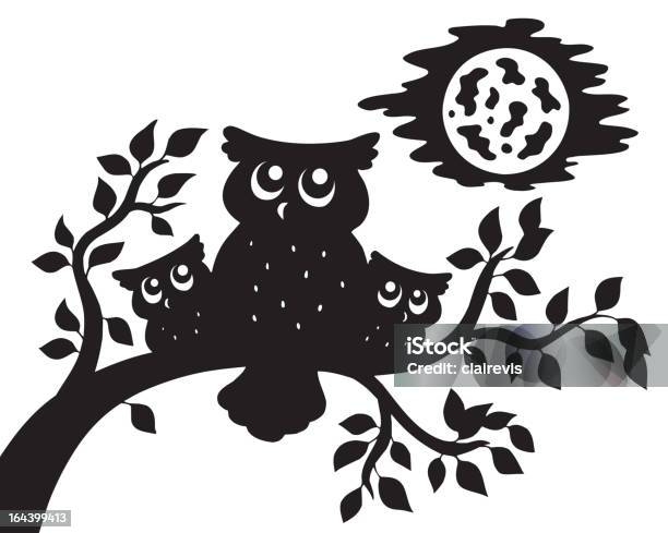 Silhouette Of Three Owls On Branch Stock Illustration - Download Image Now - Owl, Branch - Plant Part, In Silhouette