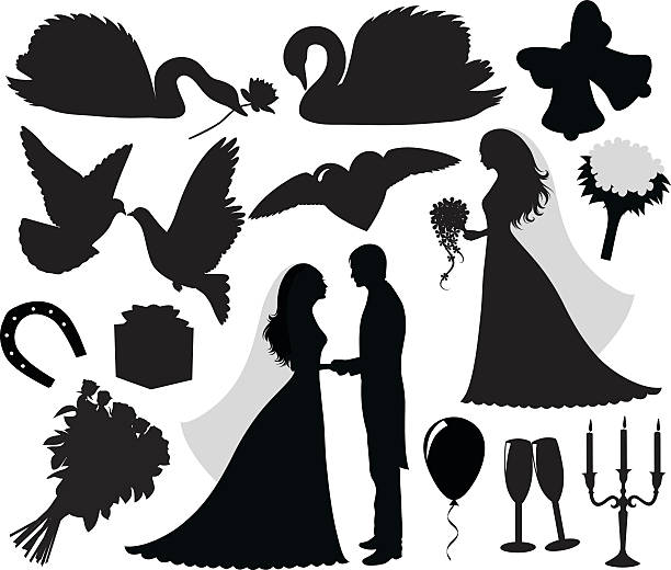 ilustrações de stock, clip art, desenhos animados e ícones de casamento. - wedding bride wedding reception silhouette