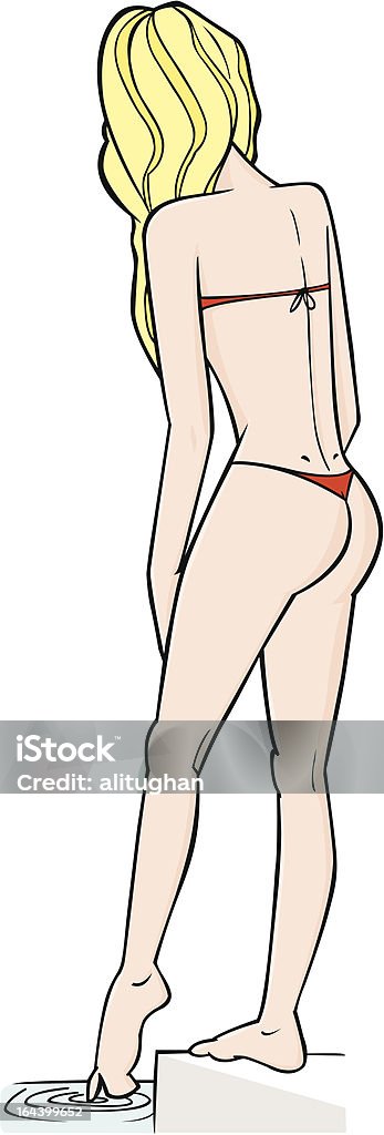 Blonde fille au bord de la piscine - clipart vectoriel de Adulte libre de droits