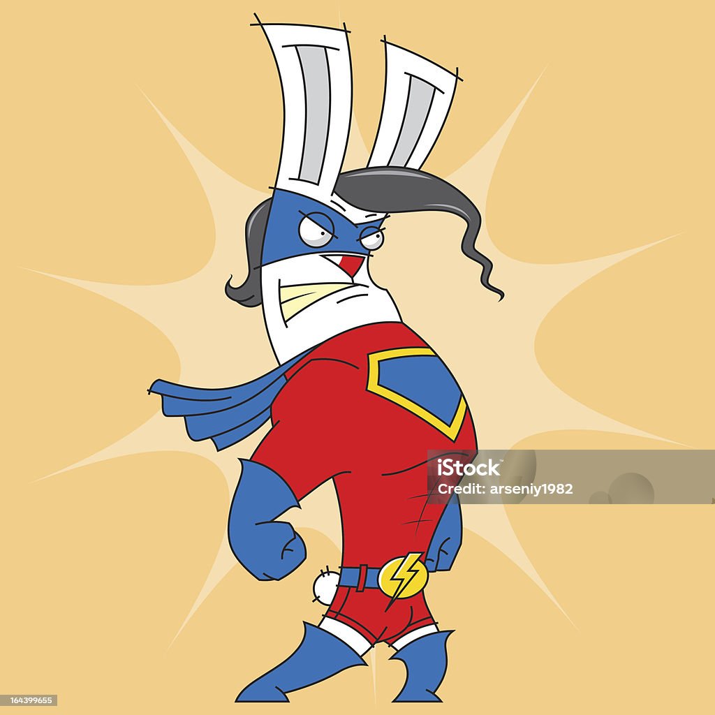 rabbit superman illustration of a white rabbit superhero Animal stock vector