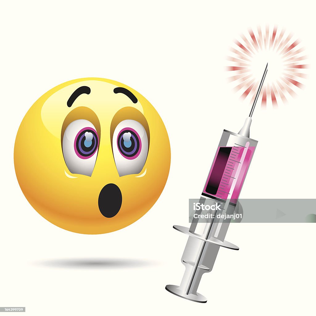 Smiley ball Smiley ball looking at injection Anthropomorphic Smiley Face stock vector