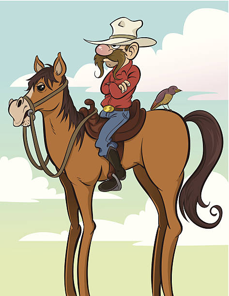 wysoka horse - rein saddle cowboy hat hat stock illustrations