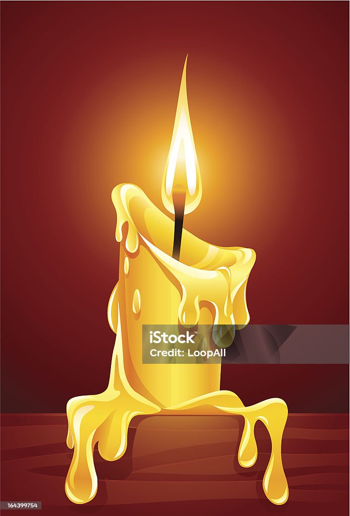 Płomienia spalania świecy z kapanie Wosku - Grafika wektorowa royalty-free (Błyszczący)