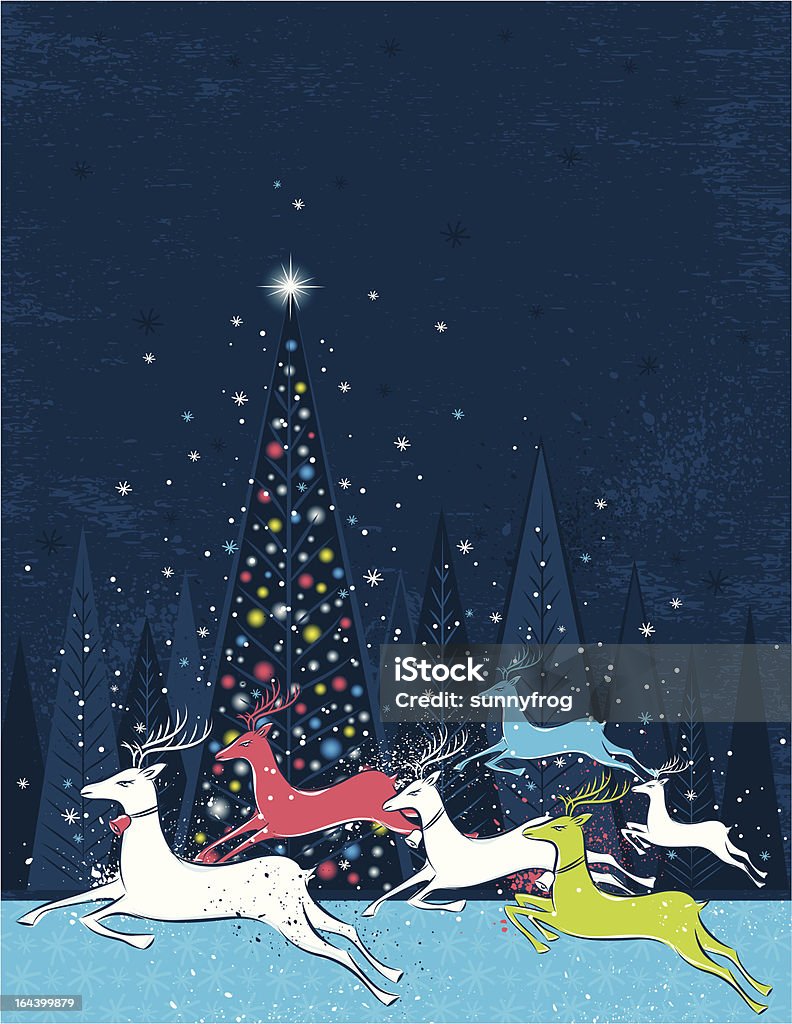 ランニングクリスマスのブルーの森でみよう - いたずら書きのロイヤリティフリーベクトルアート