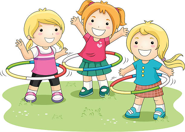 Children Hula Hoops vector art illustration