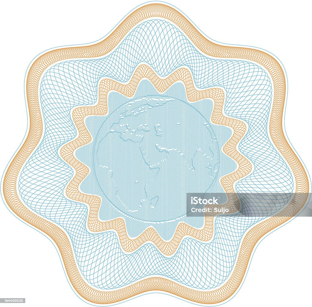 Gravado Guilhoché Globo de rosetta - Royalty-free Mapa do Mundo arte vetorial