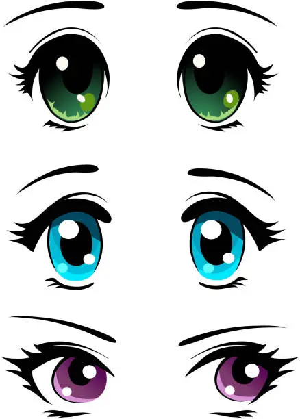 Vector illustration of Set on manga eyes