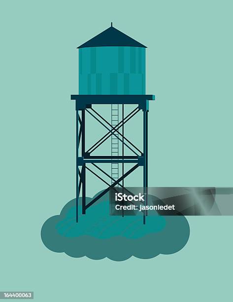 Water Tower And Cloud Stock Illustration - Download Image Now - Vector, Cloud - Sky, Cloudscape